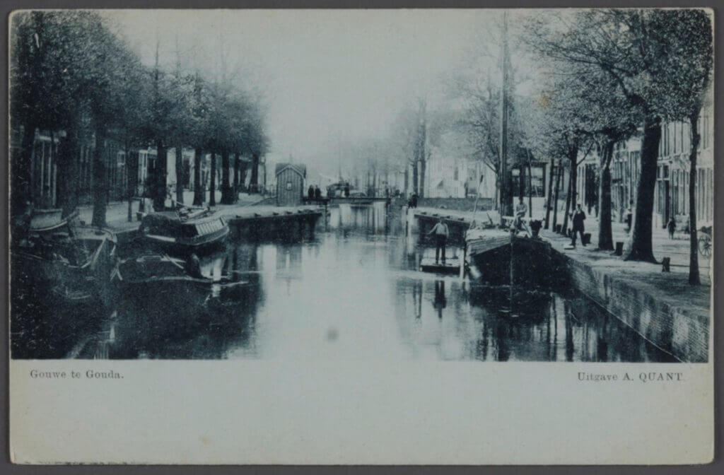 Amsterdams Verlaat, ca 1900, gefotografeerd met de rug naar de stad  (foto uit Streekarchief Midden-Holland, Gouda)