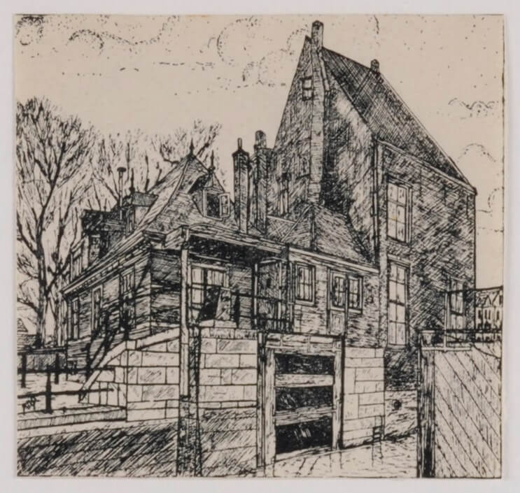 Gravure van Het Tolhuis, 1934  (afbeelding uit Streekarchief Midden-Holland, Gouda)