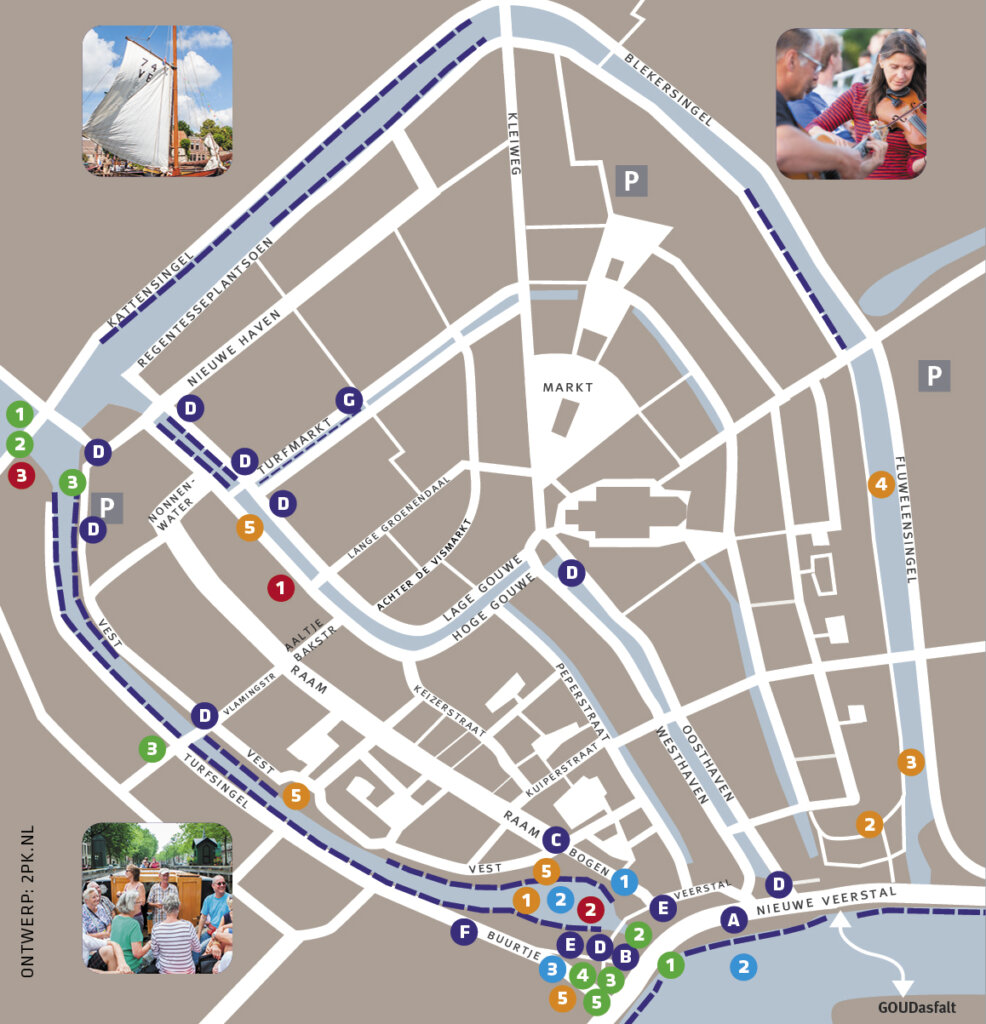 Overzicht plattegrond van alle activiteiten tijdens Gouda Waterstad750